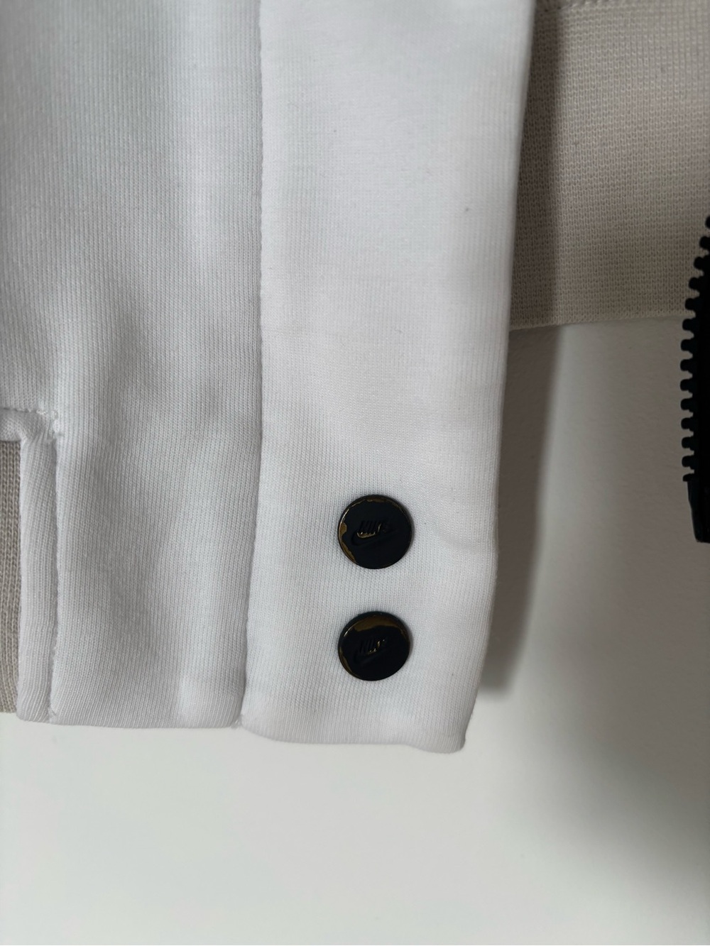 Nike Tech-fleece White / Black/ Beige Unisex Varsity Bomber - Picture 4 of 5